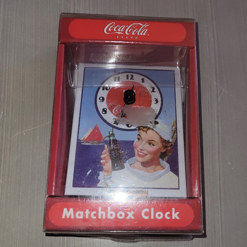 New! Vintage COCA COLA Matchbox Clock - Picture 1 of 10